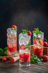 Mojito cocktail with strawberry