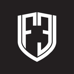 Obraz premium FE Logo monogram with emblem shield design isolated on black background