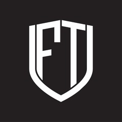 FT Logo monogram with emblem shield design isolated on black background