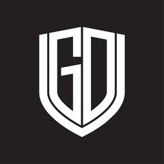 GD Logo monogram with emblem shield design isolated on black background