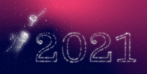a silvester graphic with a champagne and stars