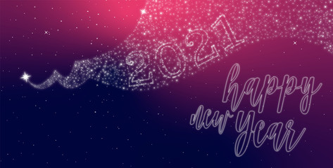 happy new year vector graphic 2021 with stars and lettering