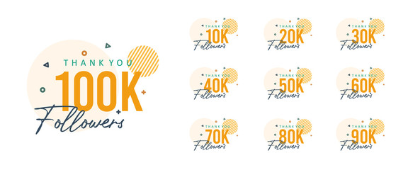 Set of numbers for Thanks followers design 