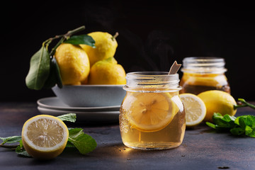 Hot lemon tea with mint