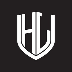 HL Logo monogram with emblem shield design isolated on black background