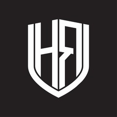 HR Logo monogram with emblem shield design isolated on black background