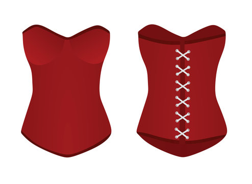 Women red corset . vector illustration