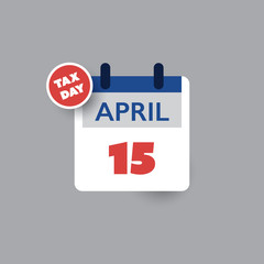Tax Day Reminder Concept - Calendar Design Template - USA Tax Deadline, Due Date for IRS Federal Income Tax Returns: 15 April