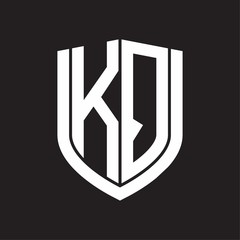 KQ Logo monogram with emblem shield design isolated on black background