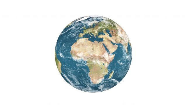 Terre qui tourne sur fond blanc
