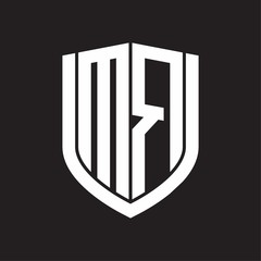 MR Logo monogram with emblem shield design isolated on black background