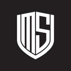 MS Logo monogram with emblem shield design isolated on black background