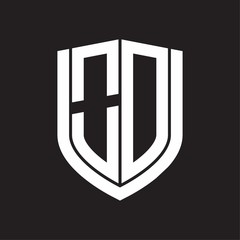 OD Logo monogram with emblem shield design isolated on black background