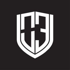 Obraz premium OE Logo monogram with emblem shield design isolated on black background