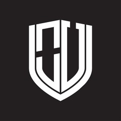 OU Logo monogram with emblem shield design isolated on black background