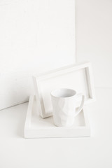 Abstract collection of different white objects, modern minimal decor