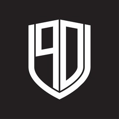 PD Logo monogram with emblem shield design isolated on black background