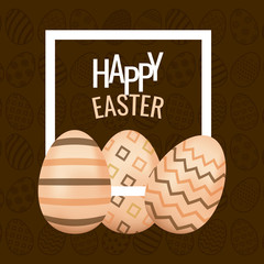 happy easter card with lettering and eggs painted