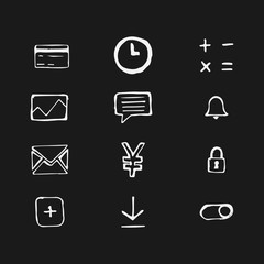 Business set of icons drawn by hand. A set of black icons drawn in pencil. Vector eps illustration.