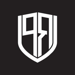 PR Logo monogram with emblem shield design isolated on black background