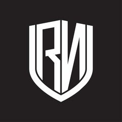 RN Logo monogram with emblem shield design isolated on black background