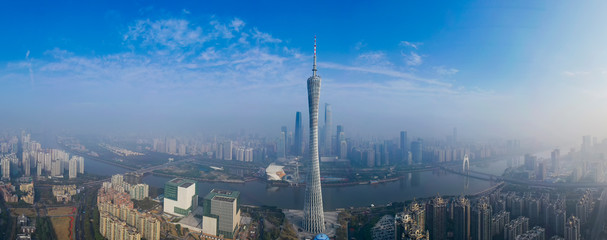 Naklejka premium Guangzhou city skyline, Guangdong Province, China