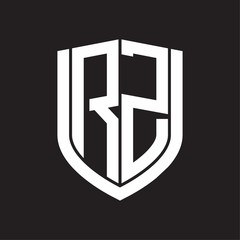 RZ Logo monogram with emblem shield design isolated on black background