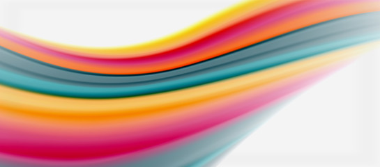 Wave lines abstract background, smooth silk design with rainbow style colors. Liquid fluid color waves. Vector Illustration