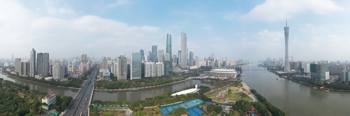 Naklejka premium Guangzhou city skyline, China