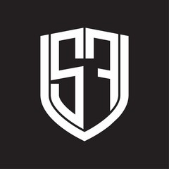 SF Logo monogram with emblem shield design isolated on black background