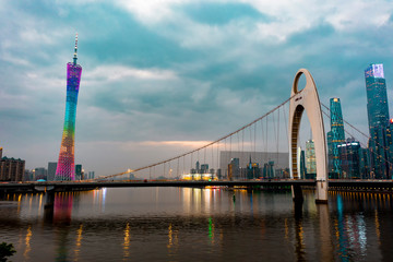 Fototapeta premium Aerial photo of night view of Guangzhou, China