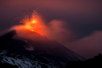 Naklejka na ściany i meble Strombolian Activity on Mount Etna