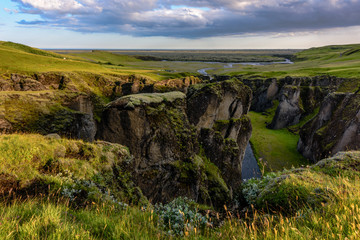 Fototapeta na wymiar Fjadrargljufur Canyon, Kirkjubaejarklaustur, Sudurland, Iceland