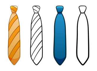 Necktie with simple knot in four variants set on white background