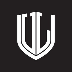UL Logo monogram with emblem shield design isolated on black background