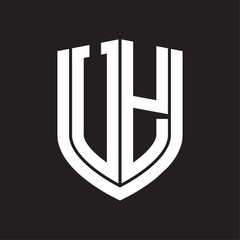 UY Logo monogram with emblem shield design isolated on black background