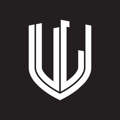 VL Logo monogram with emblem shield design isolated on black background