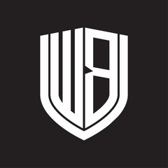 WB Logo monogram with emblem shield design isolated on black background