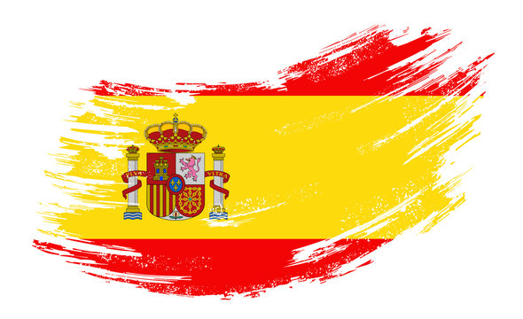 Spanish flag grunge brush background. Vector illustration.