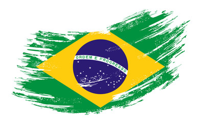 Brazilian flag grunge brush background. Vector illustration.