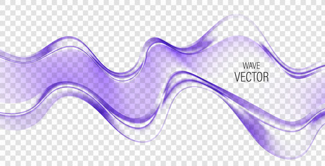 Smooth vector waves or lines on a transparent background.Abstract background.Blue wave