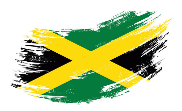 Jamaican flag grunge brush background. Vector illustration.
