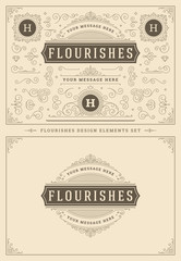 Vintage ornaments swirls and vignettes decorations design elements set vector illustration.