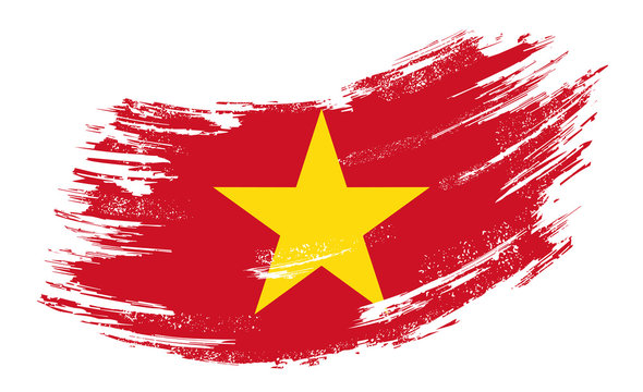 Vietnamese flag grunge brush background. Vector illustration.