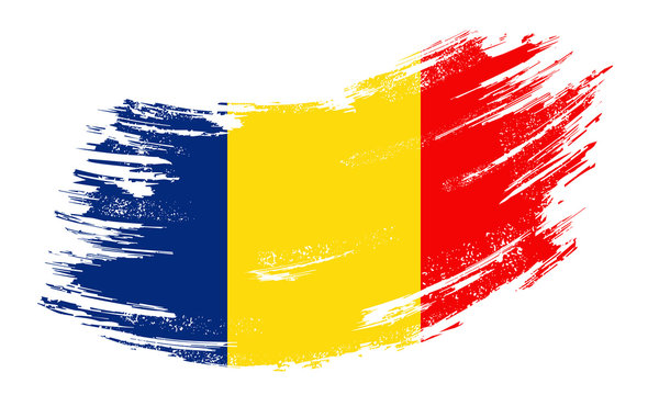 Romanian flag grunge brush background. Vector illustration.