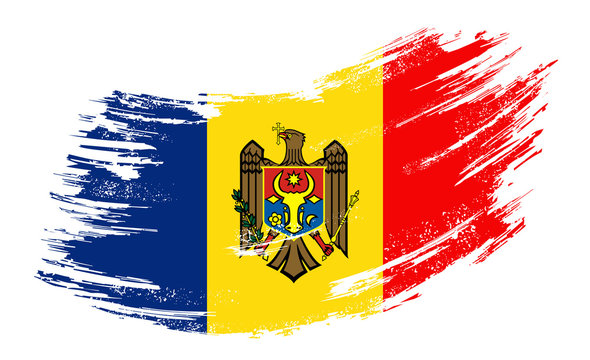 Moldovan flag grunge brush background. Vector illustration.
