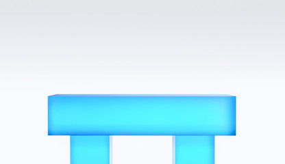3D illustration of Isolated glacial blue pedestal structure in white background for mockup