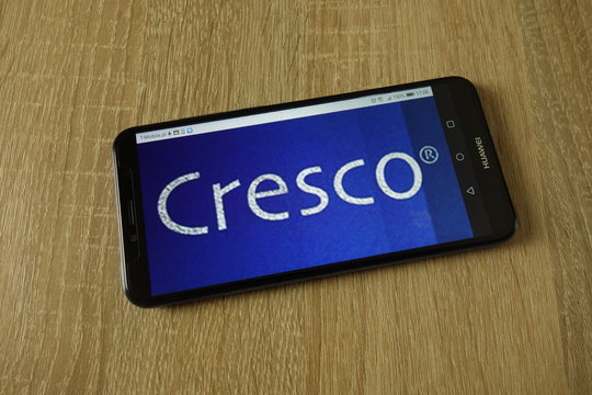 KONSKIE, POLAND - March 14, 2019: Cresco finance company logo displayed on smartphone
