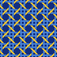 background with intertwining blue and yellow grids.
