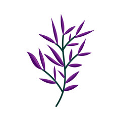 Drawn tree branches Purple leaves Vector Illustration